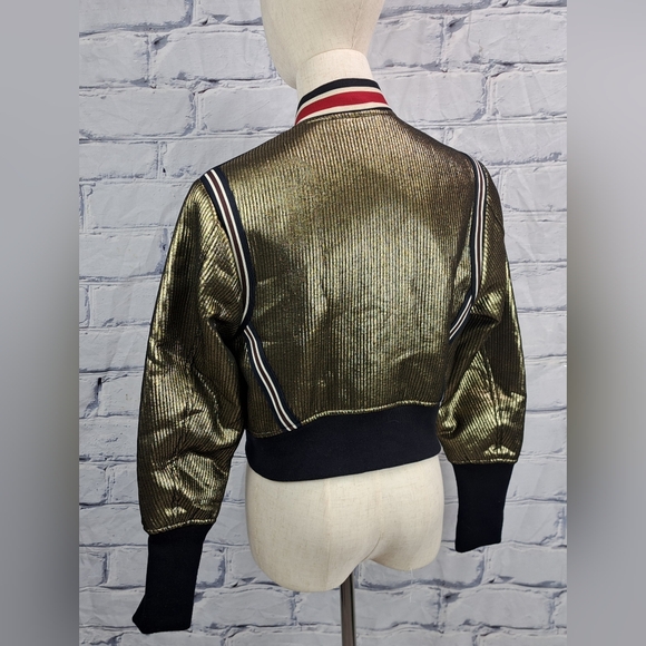 BCBG MAXAZRIA Andreas Metallic Bomber Jacket Cropped XXS - Picture 8 of 16